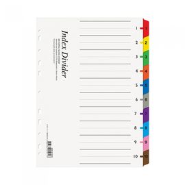 Munhwa File A191-7 Premium A4 10-Tab Art Paper Index Dividers with Writable Multi Color Tabs for Standard Document Classification